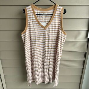 Pact 100% Organic Cotton VNeck Softspun Tank Dress In SoHo Stripe XL Sustainable